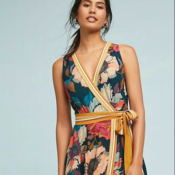 anthropologie botanica wrap dress